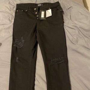 Men’s Straight Leg Black Ripped Jeans